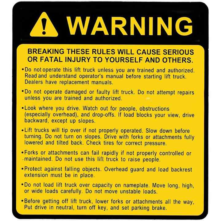 DECAL-81 Decal (Operator Warning) For Doosan Forklifts