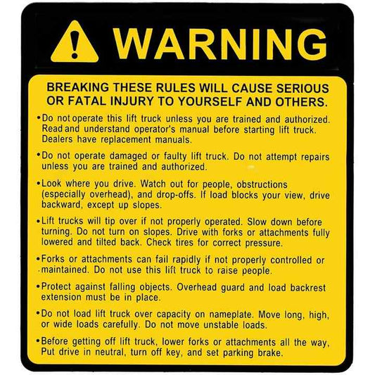 DECAL-81 Decal (Operator Warning) For Doosan Forklifts